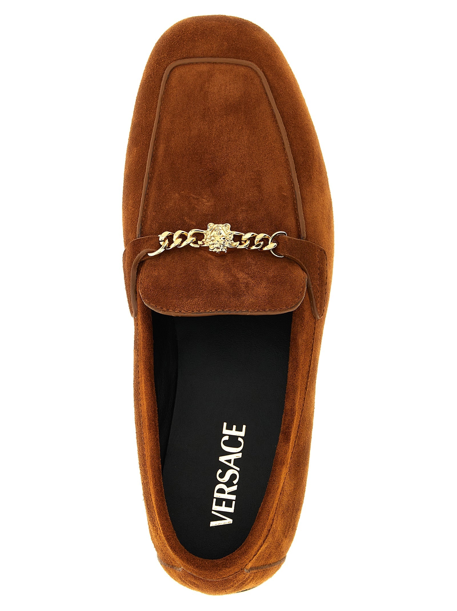 Versace Brown Calfskin Slip-On Loafers Versace
