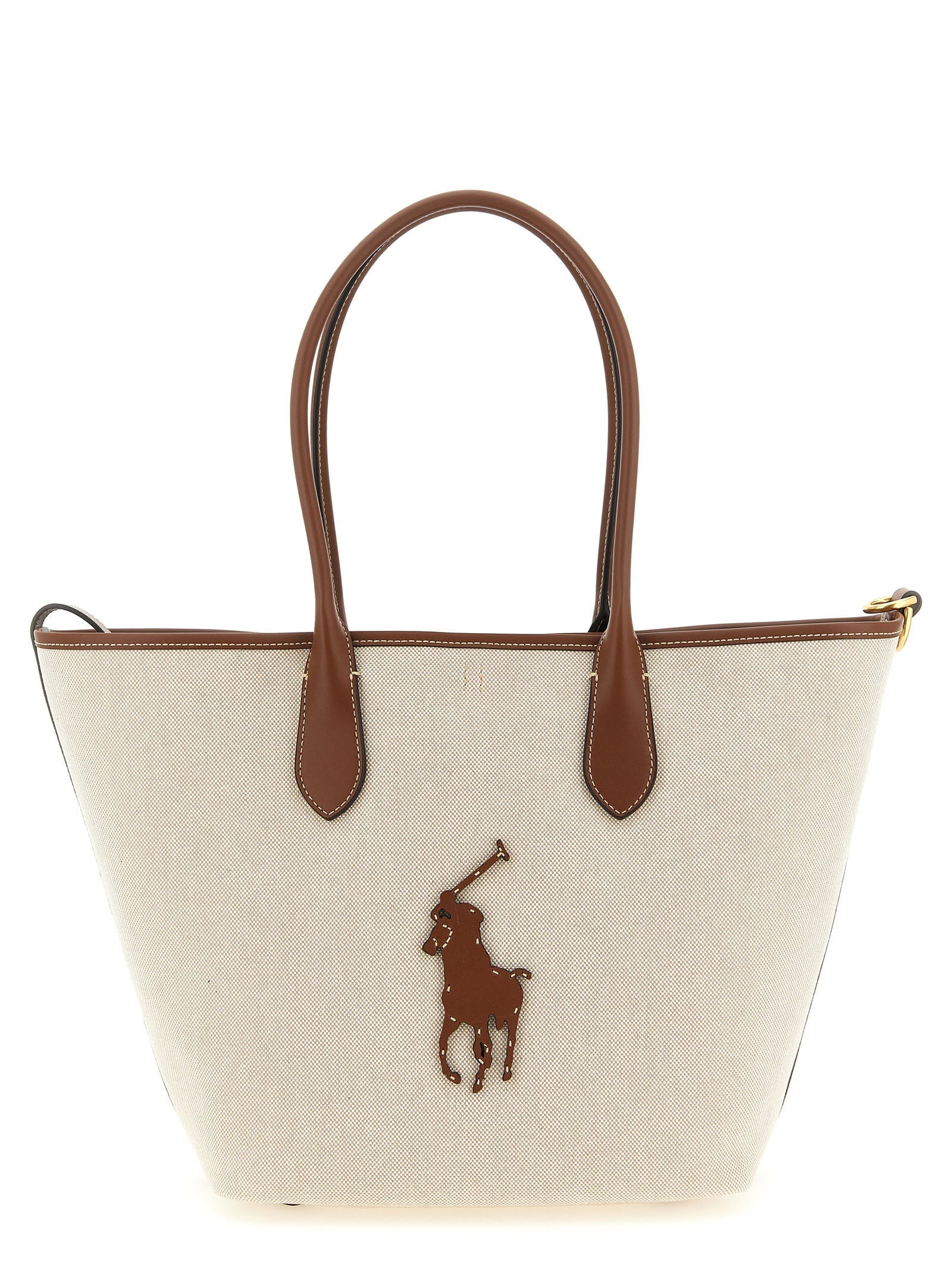 Polo Ralph Lauren Brown Cotton Tote Bag Polo Ralph Lauren