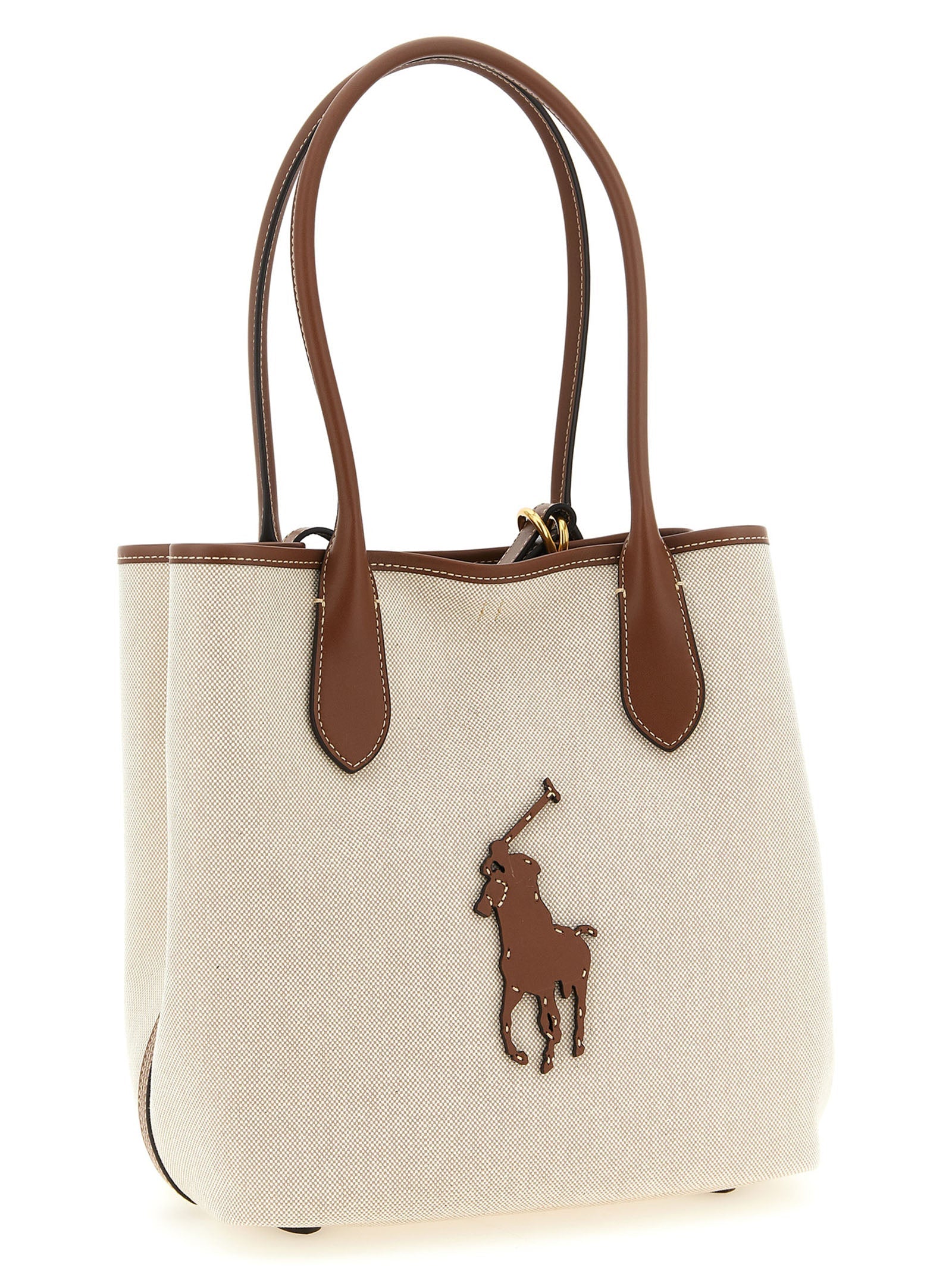 Polo Ralph Lauren Brown Cotton Tote Bag Polo Ralph Lauren