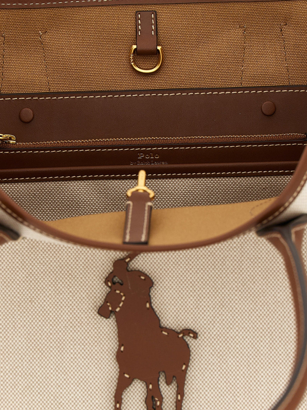 Polo Ralph Lauren Brown Cotton Tote Bag Polo Ralph Lauren