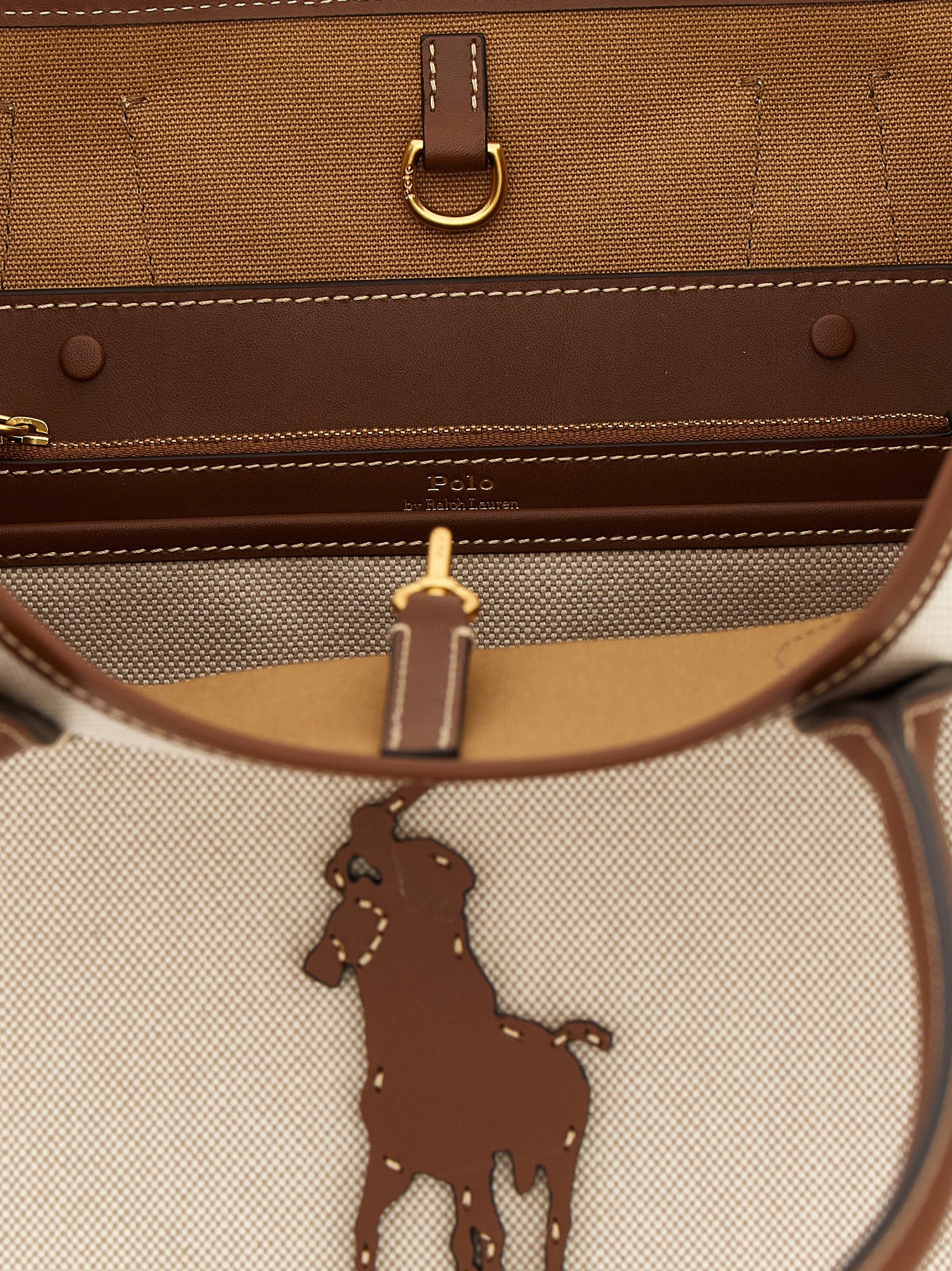 Polo Ralph Lauren Brown Cotton Tote Bag Polo Ralph Lauren