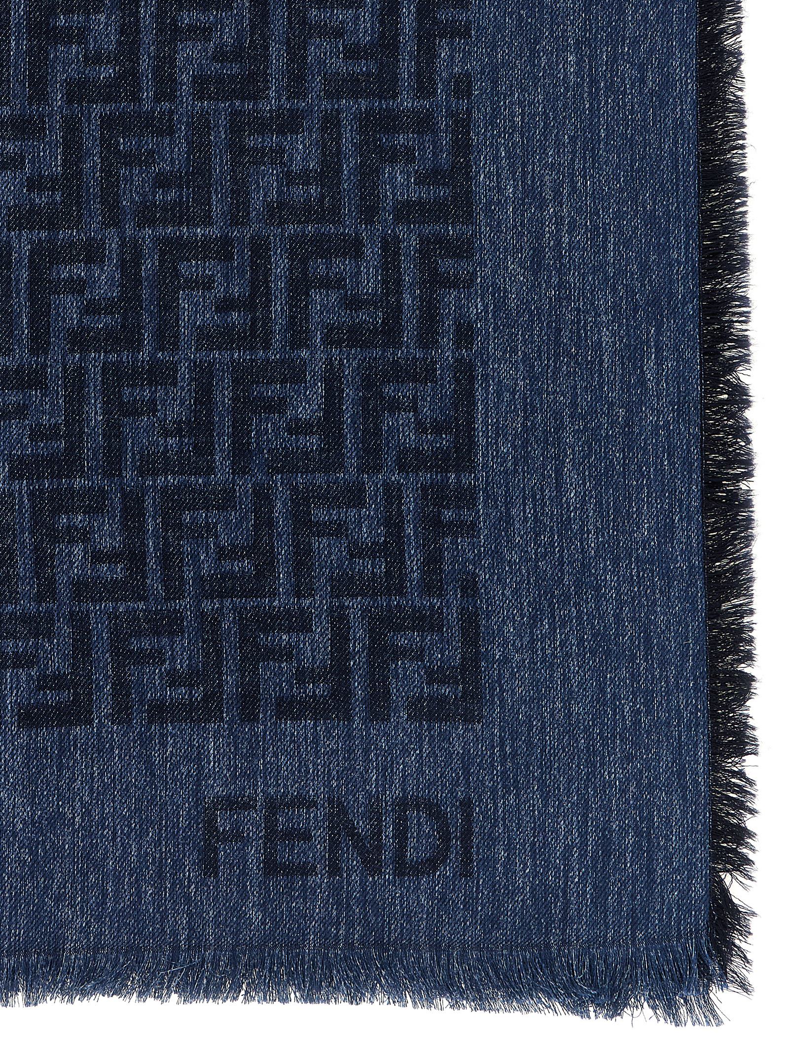 Fendi Blue Cotton Scarf Fendi