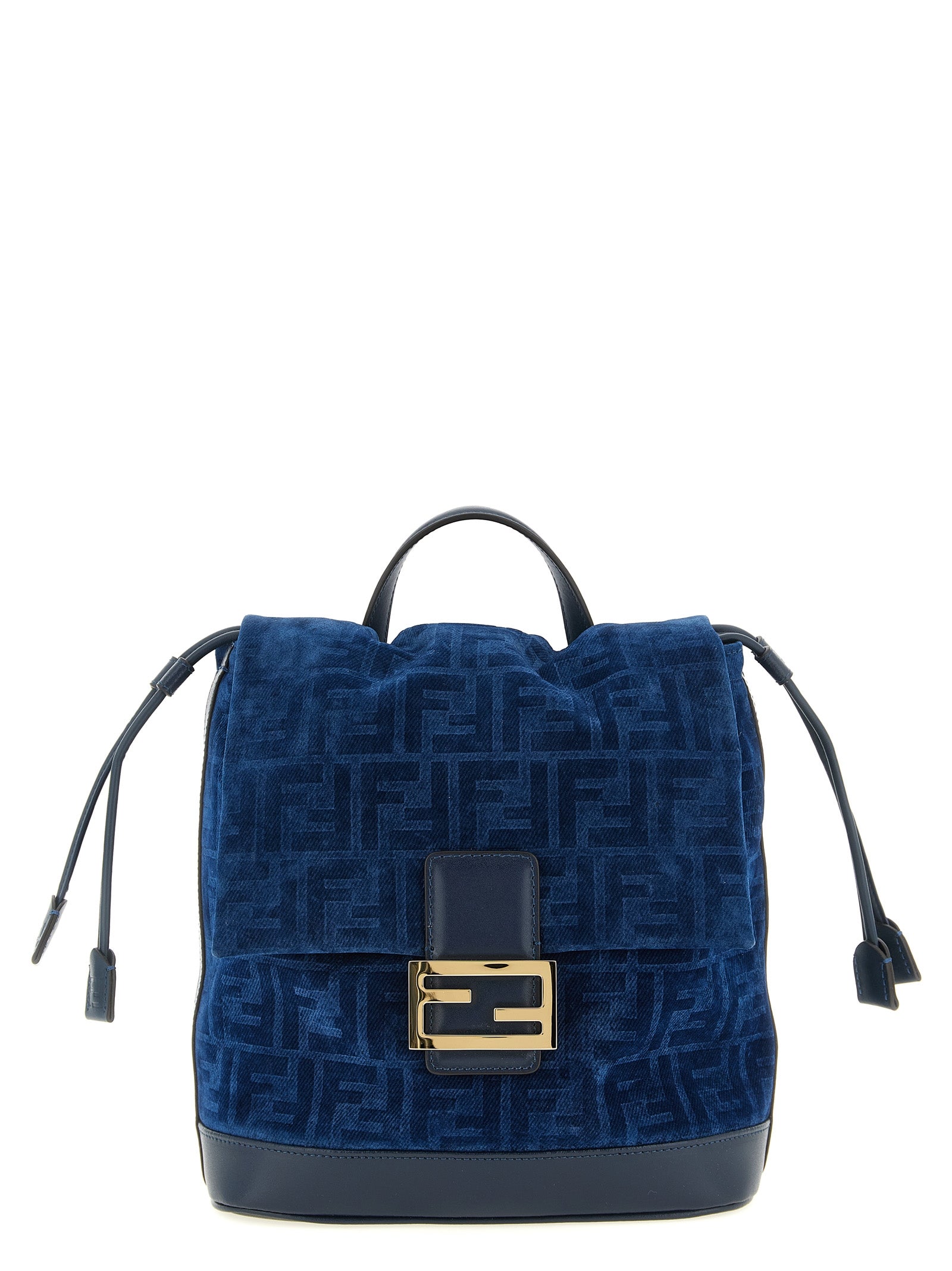 Fendi Blue Cotton Backpack Fendi