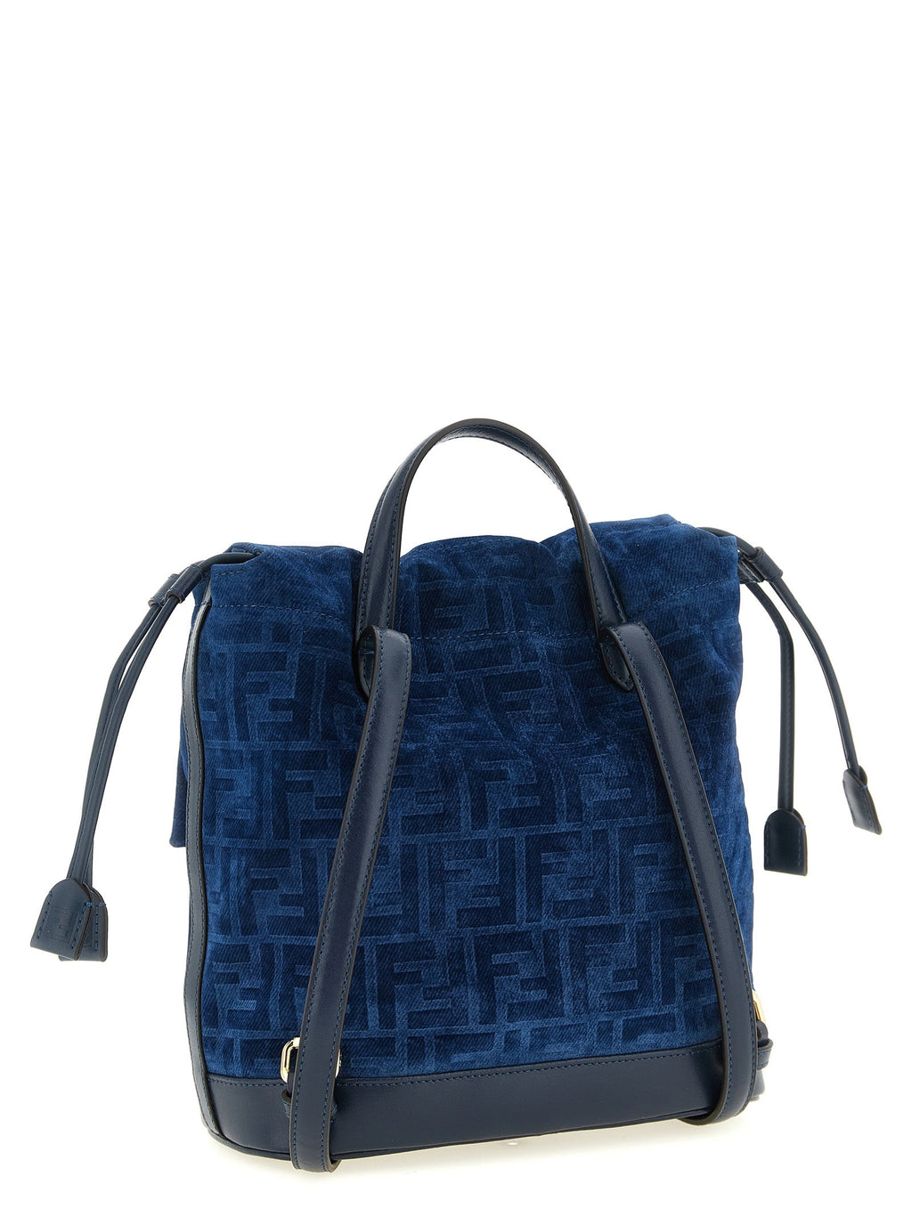 Fendi Blue Cotton Backpack Fendi