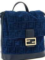 Fendi Blue Cotton Backpack Fendi