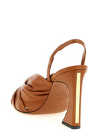 Fendi Brown Lamb Leather Stiletto Heel Sandals Fendi