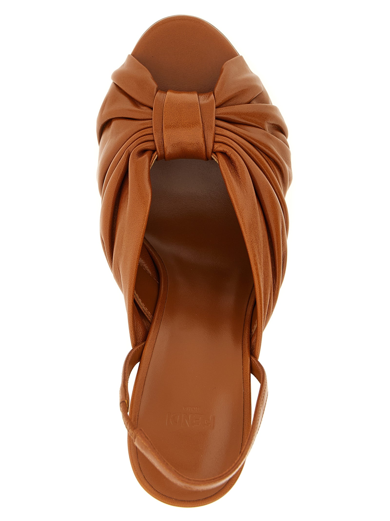 Fendi Brown Lamb Leather Stiletto Heel Sandals Fendi