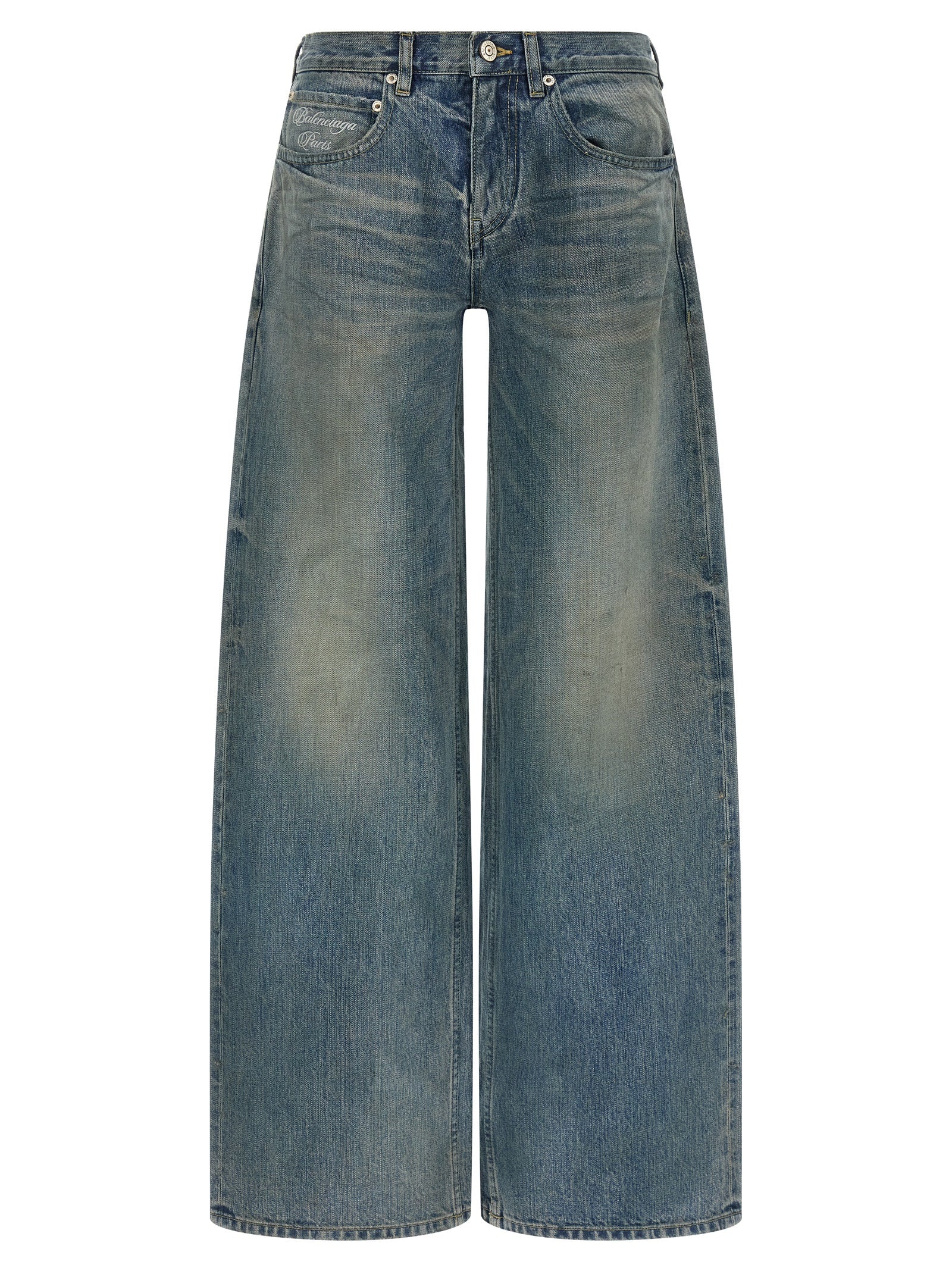 Balenciaga Blue Cotton Relaxed Fit Jeans Balenciaga