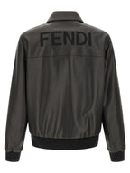 Fendi Black Lamb Leather Leather Jacket Fendi