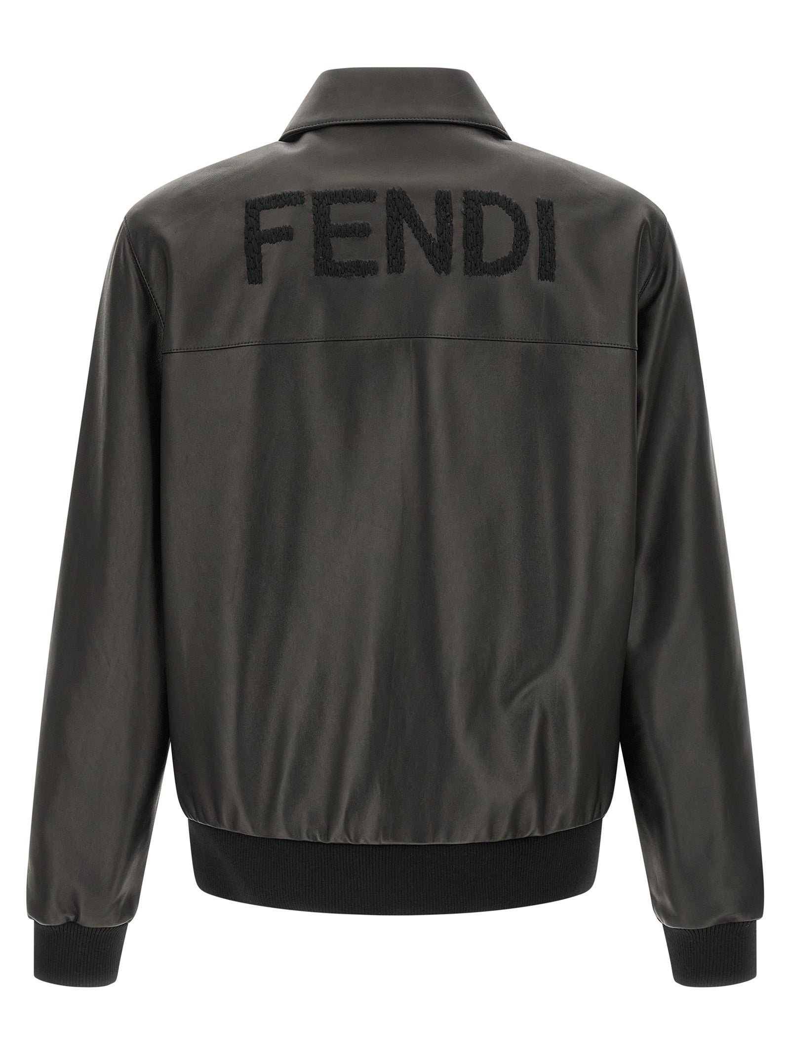 Fendi Black Lamb Leather Leather Jacket Fendi