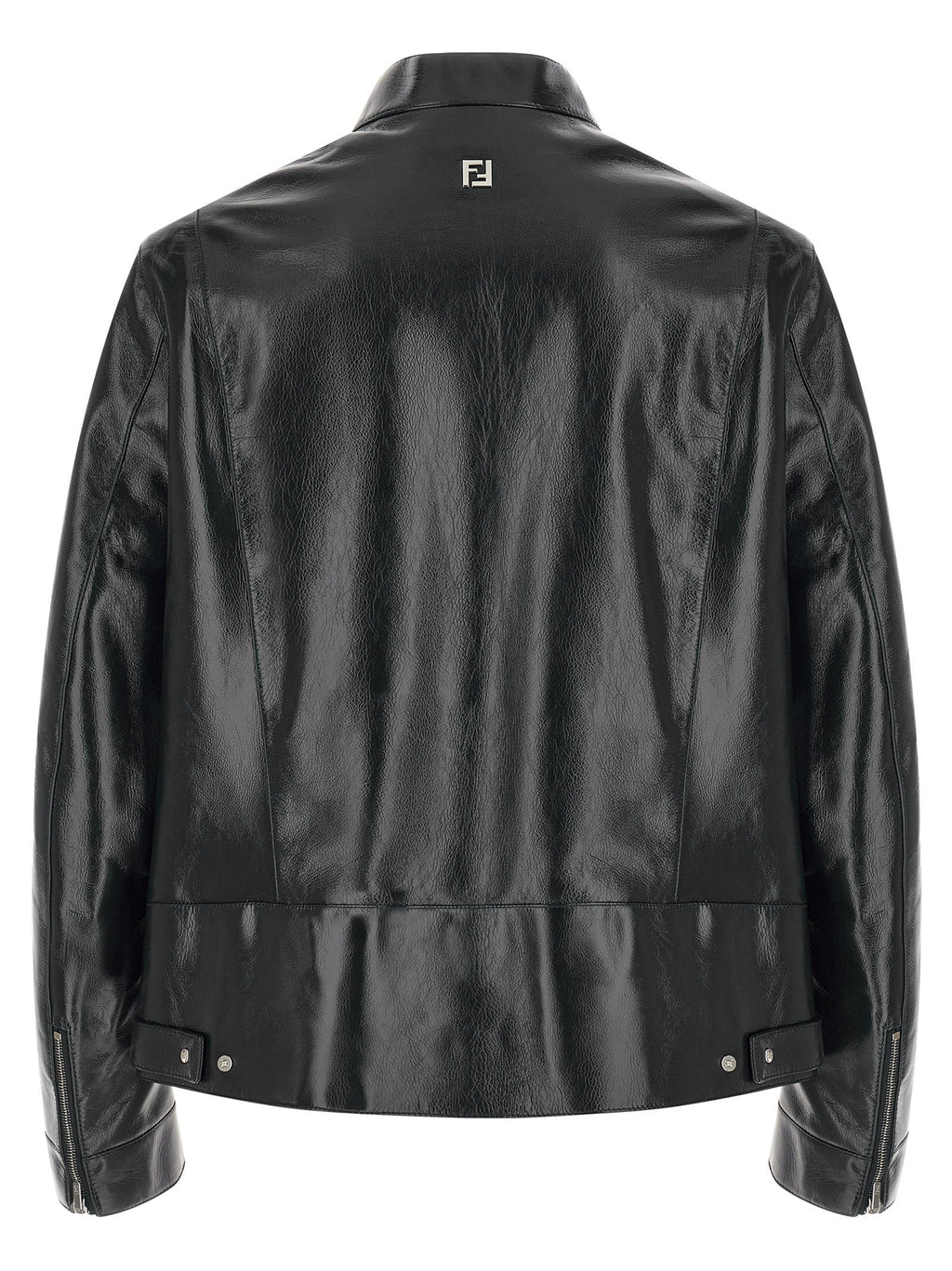 Fendi Blue Lamb Leather Leather Jacket Fendi