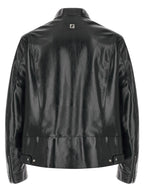Fendi Blue Lamb Leather Leather Jacket Fendi