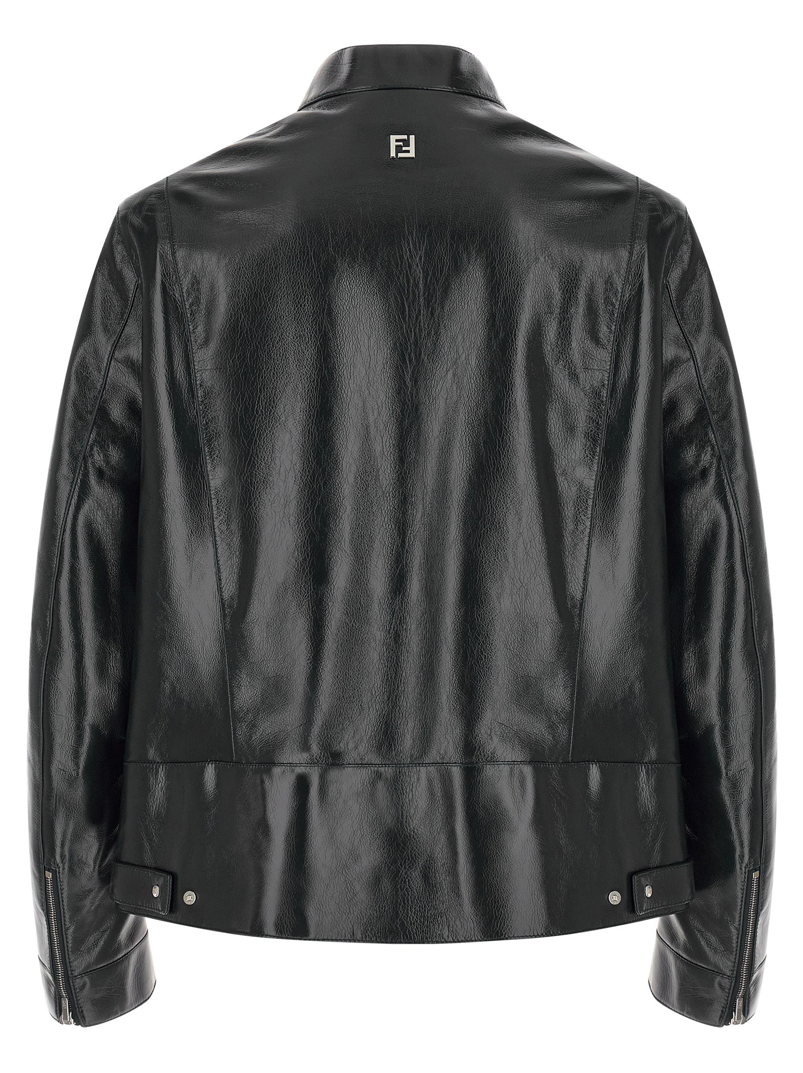 Fendi Blue Lamb Leather Leather Jacket Fendi