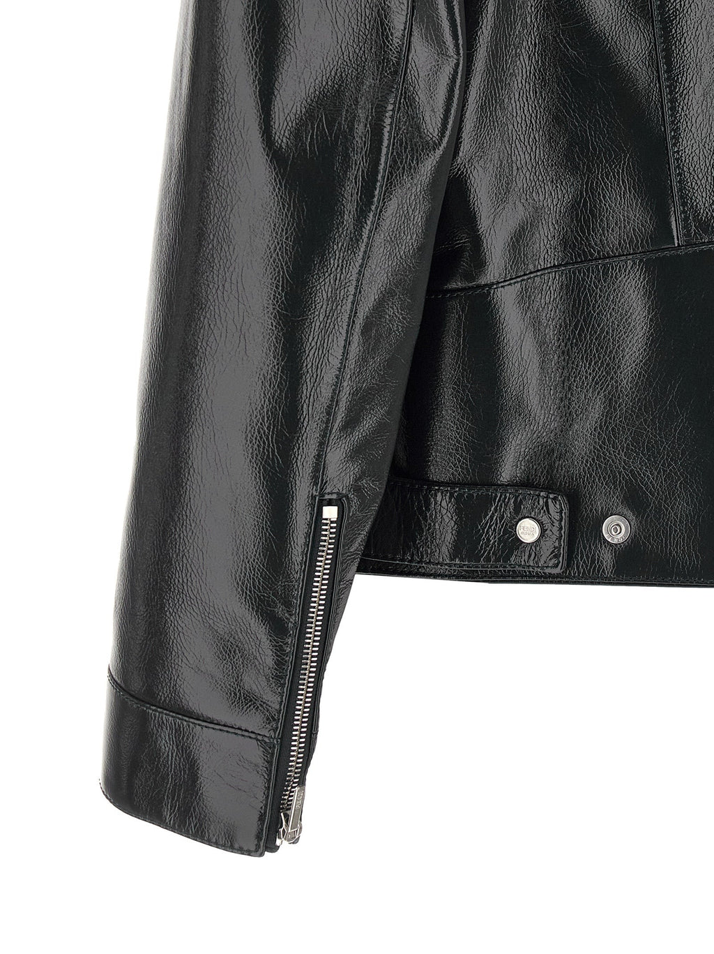 Fendi Blue Lamb Leather Leather Jacket Fendi