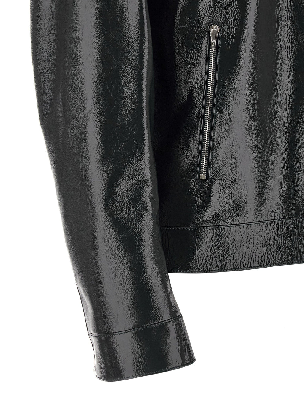 Fendi Blue Lamb Leather Leather Jacket Fendi