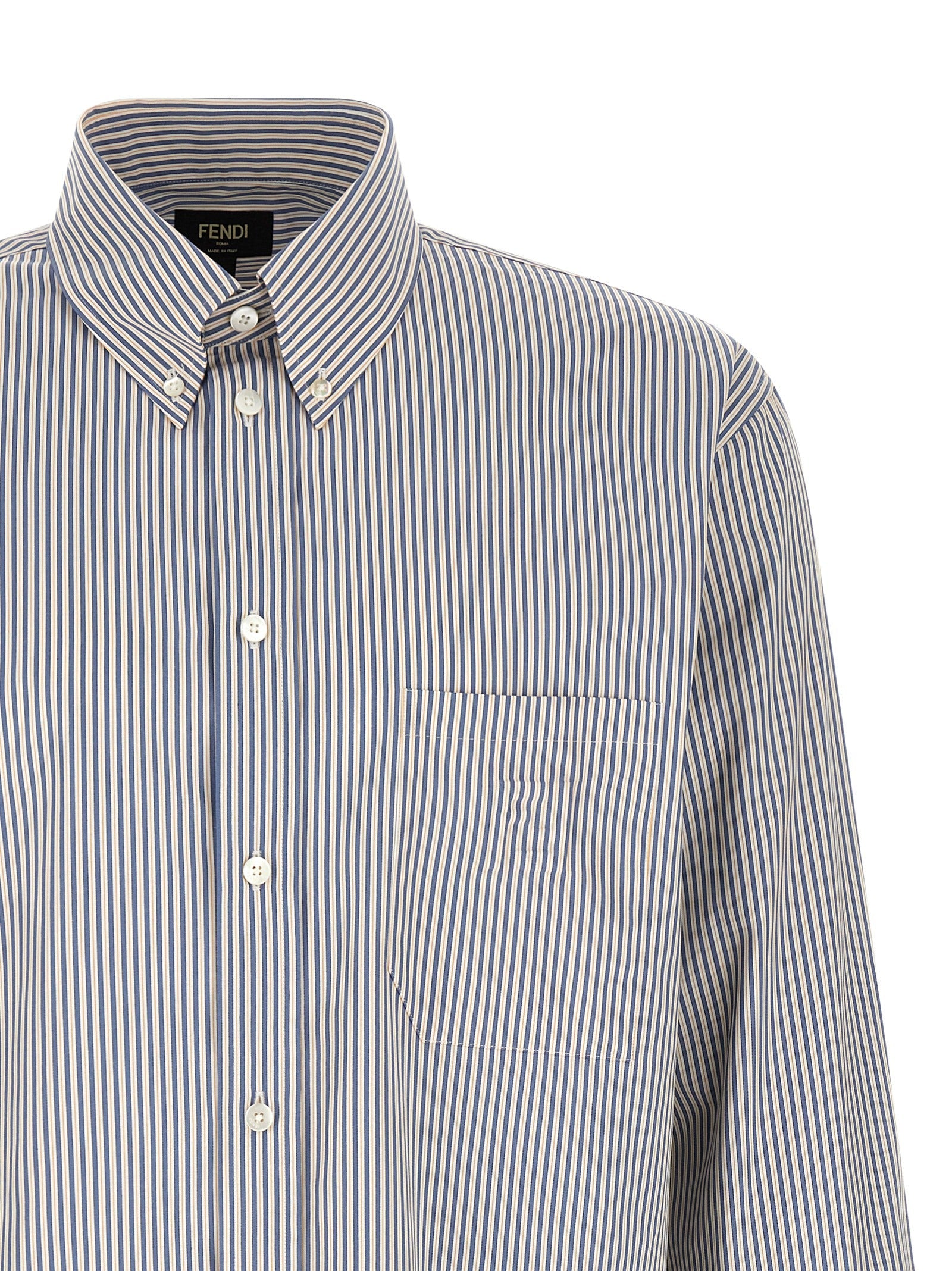 Fendi Blue Cotton Blouse Fendi