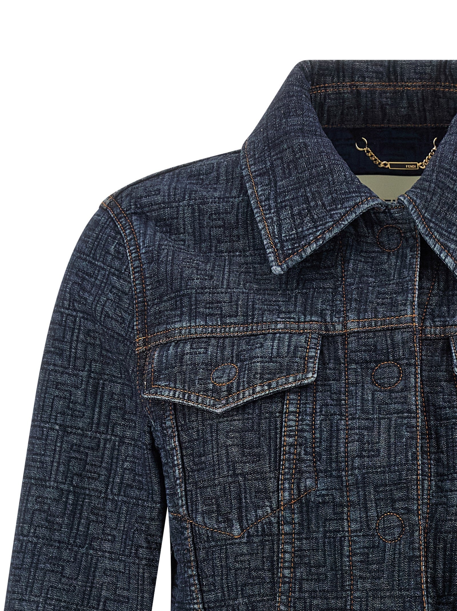 Fendi Blue Cotton Denim Jacket Fendi