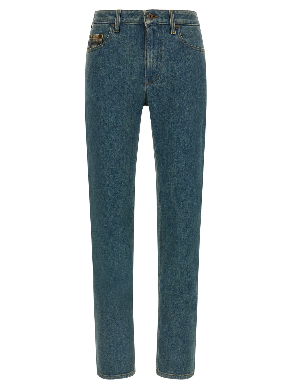 Burberry Blue Cotton Straight-Leg Jeans Burberry