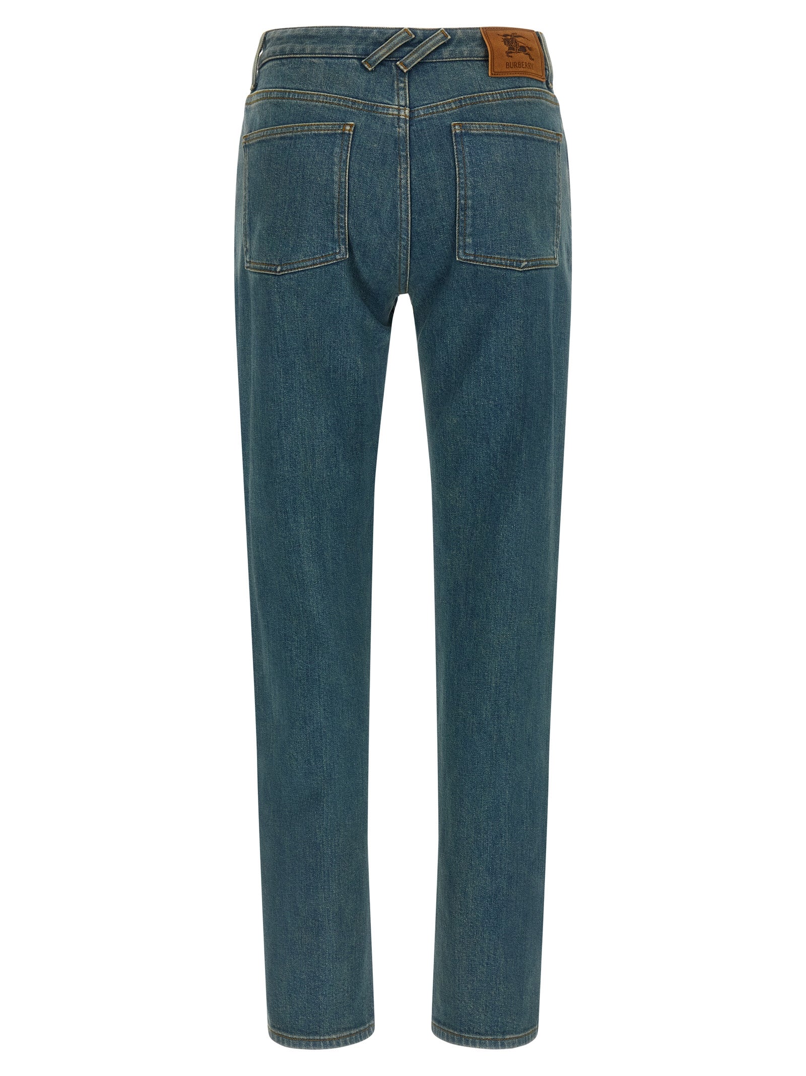 Burberry Blue Cotton Straight-Leg Jeans Burberry