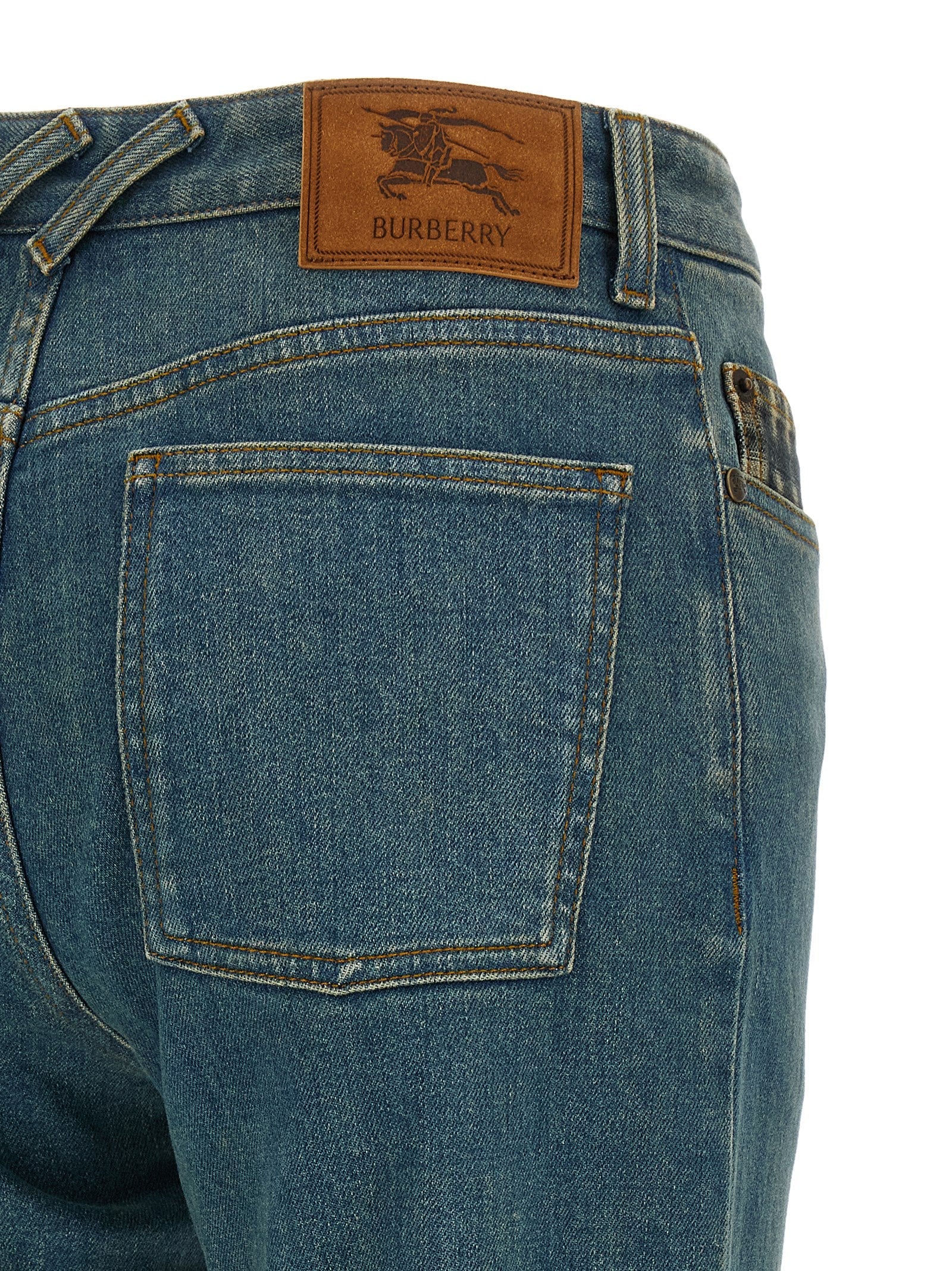 Burberry Blue Cotton Straight-Leg Jeans Burberry