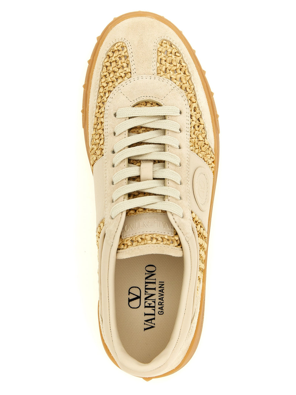 Valentino Garavani Beige Calfskin Low Top Sneakers Valentino Garavani