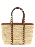 Valentino Garavani Beige Straw Tote Bag Valentino Garavani