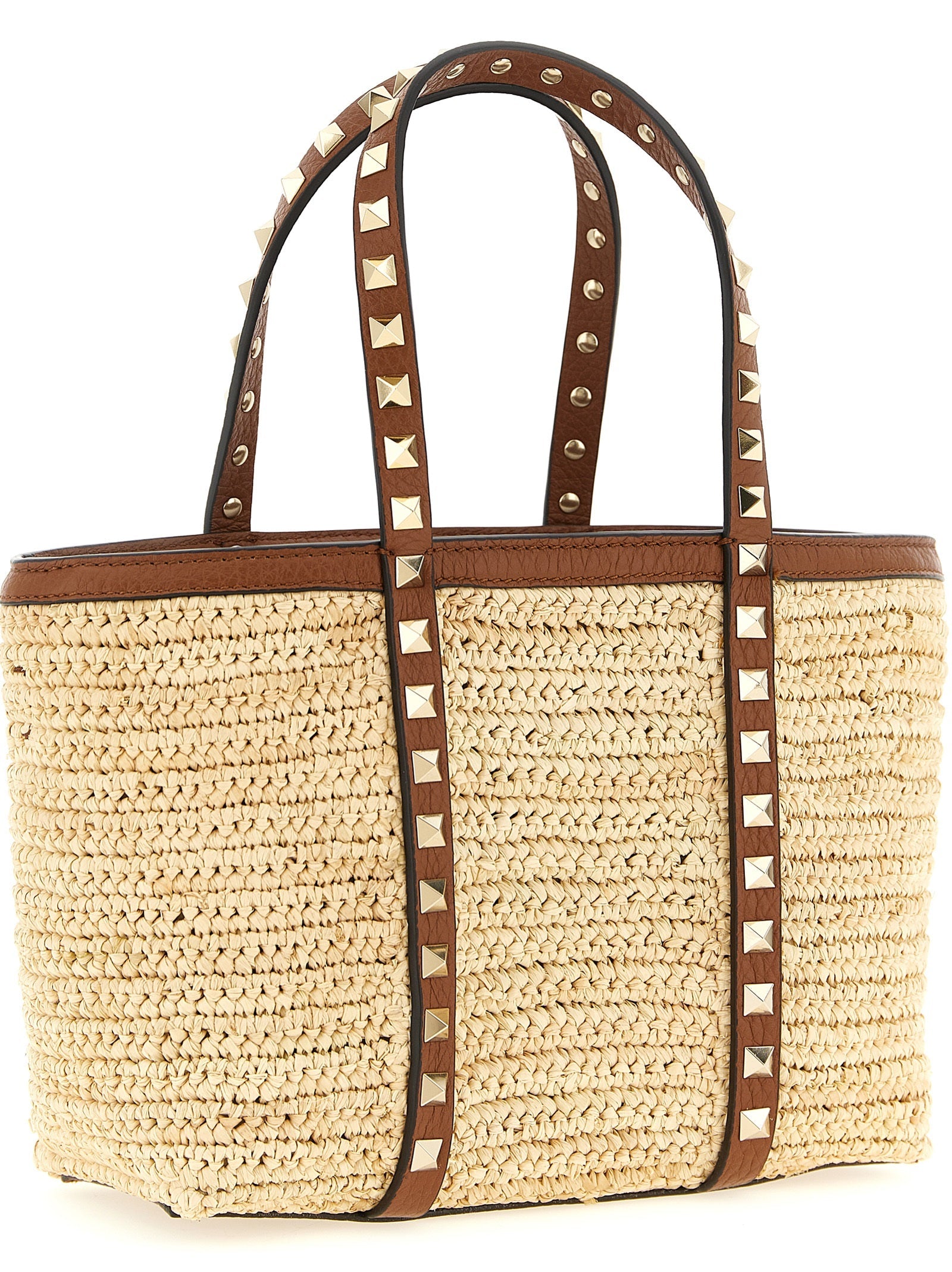 Valentino Garavani Beige Straw Tote Bag Valentino Garavani