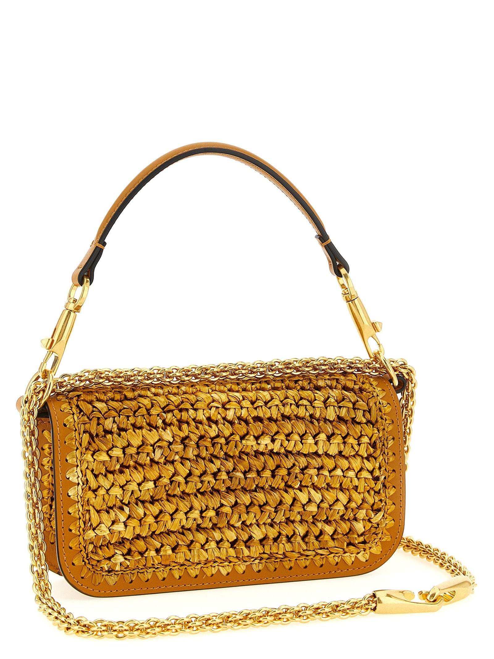 Valentino Garavani Gold Viscose Shoulder Bag Valentino Garavani