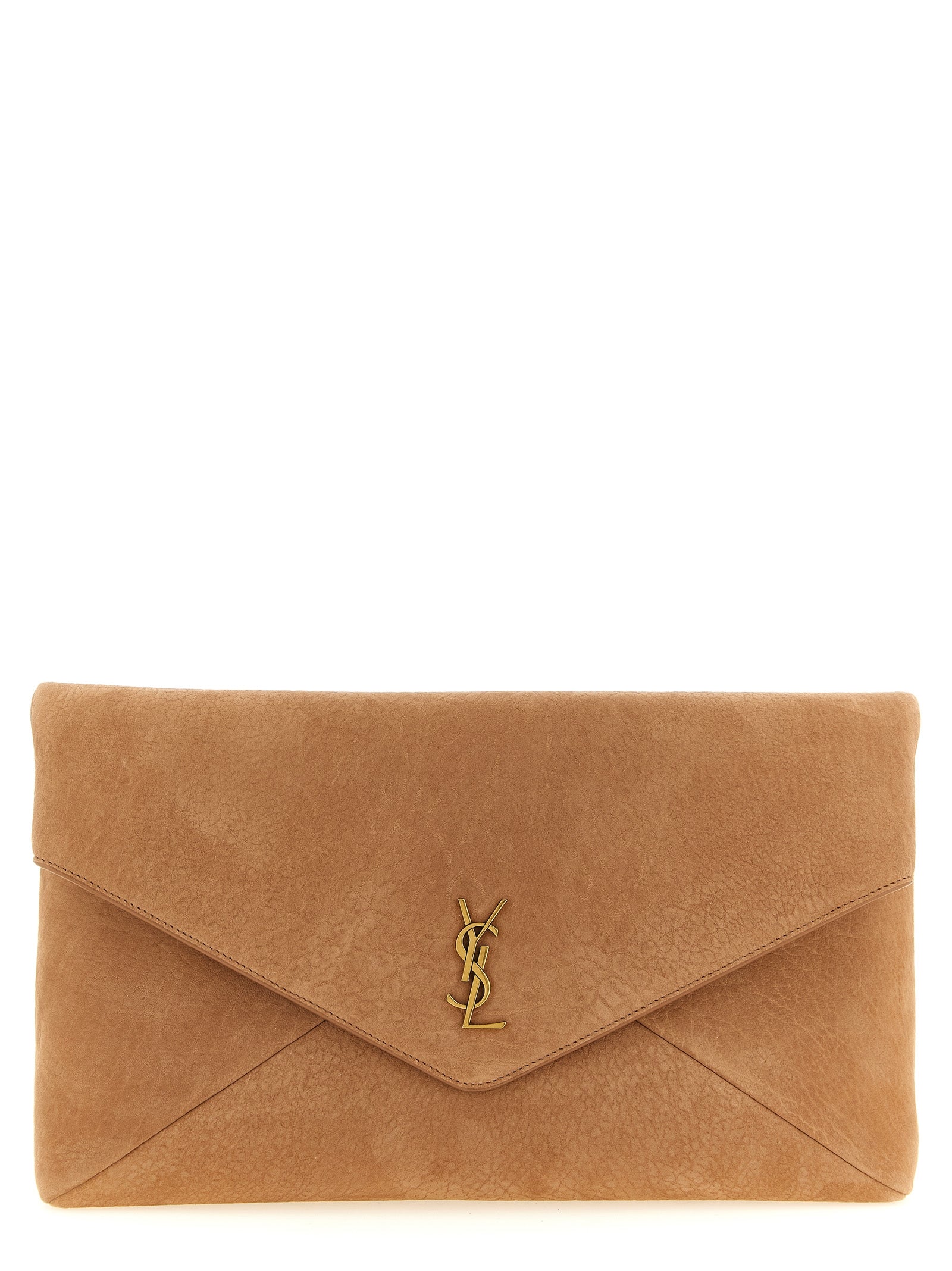 Saint Laurent Brown Lamb Leather Clutch Bag Saint Laurent