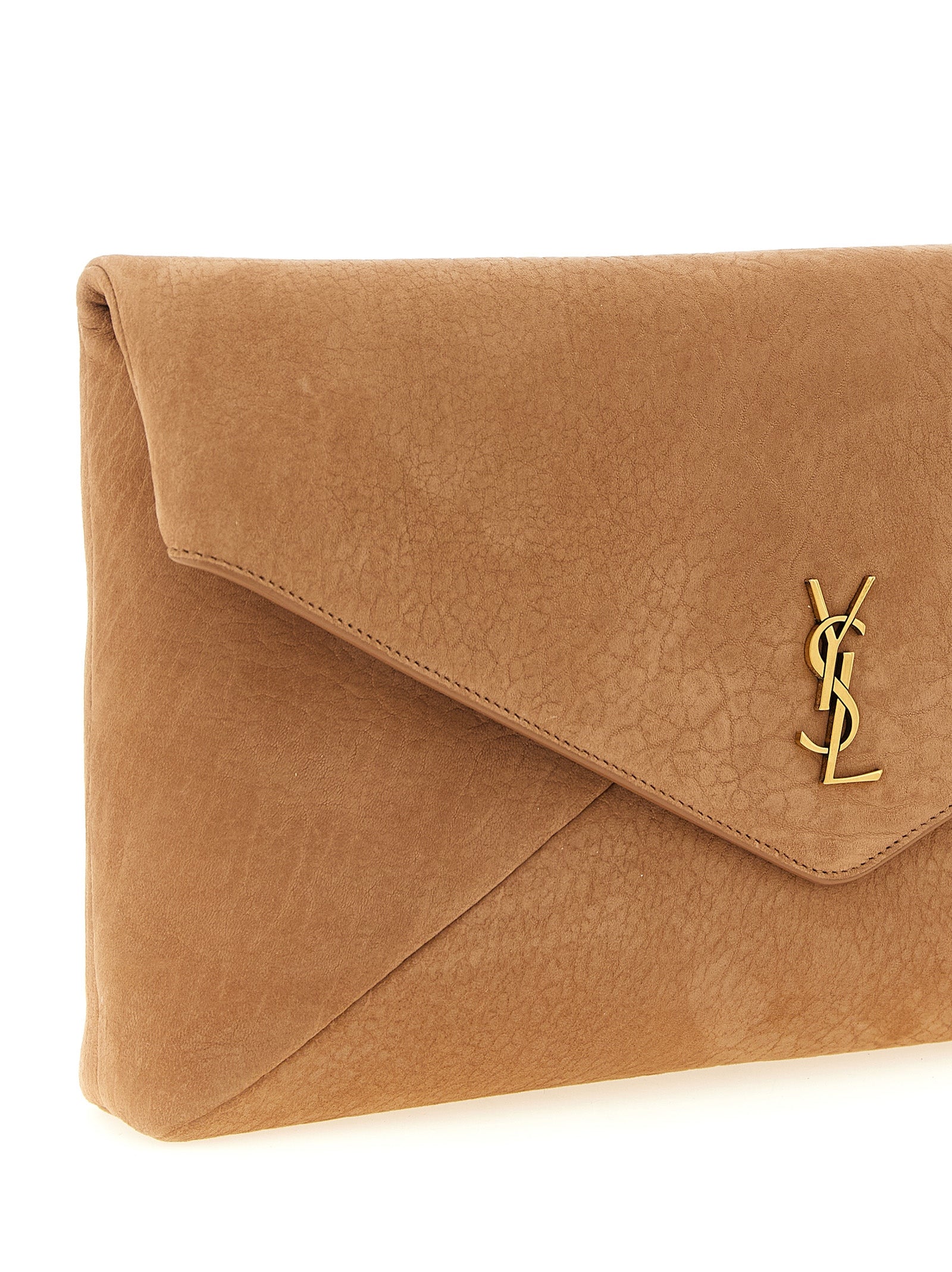 Saint Laurent Brown Lamb Leather Clutch Bag Saint Laurent