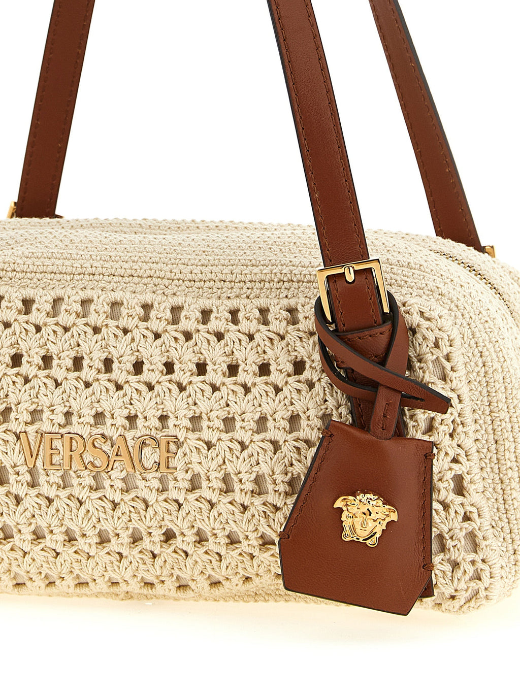 Versace Beige Cotton Shoulder Bag Versace