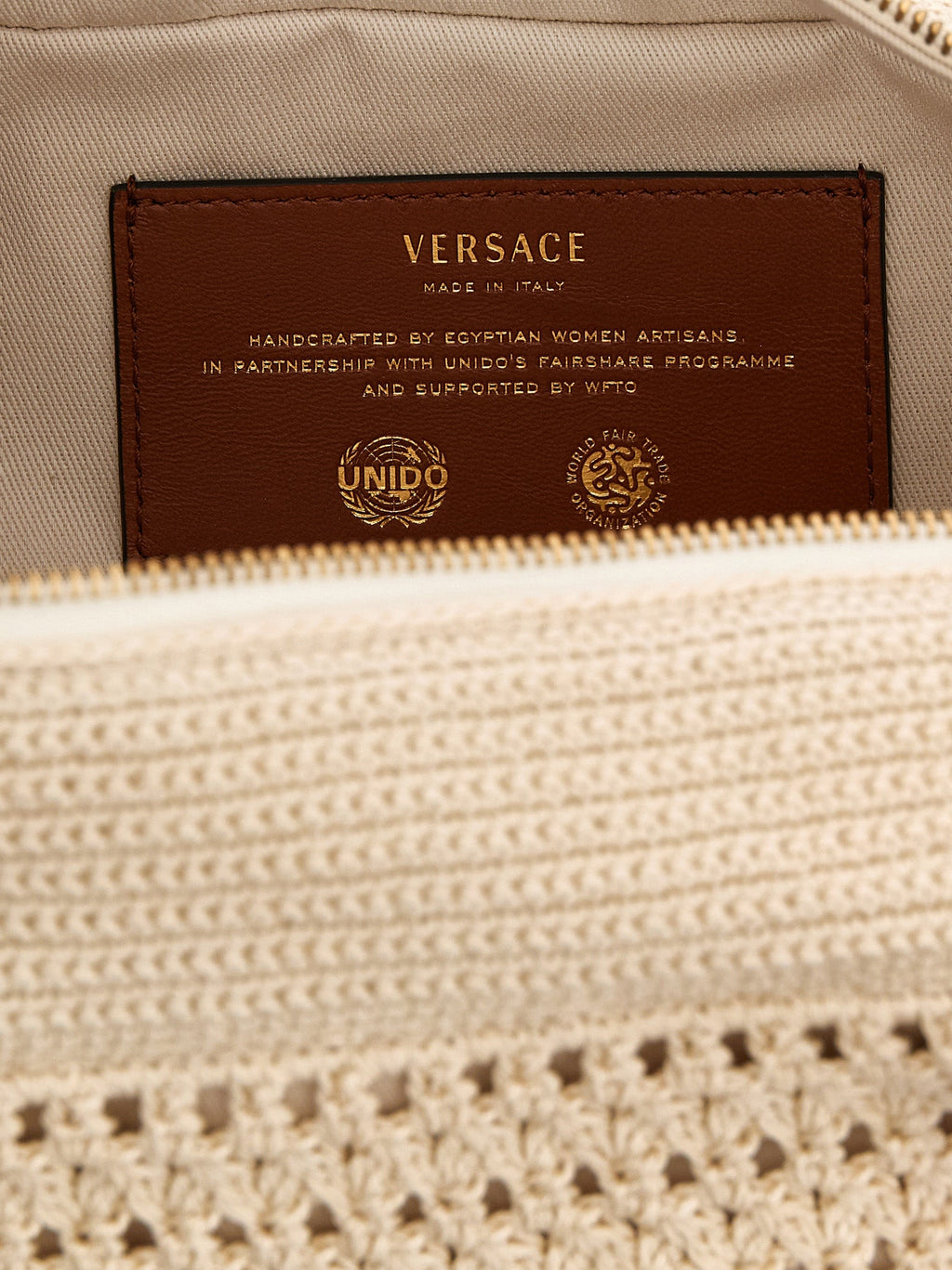 Versace Beige Cotton Shoulder Bag Versace