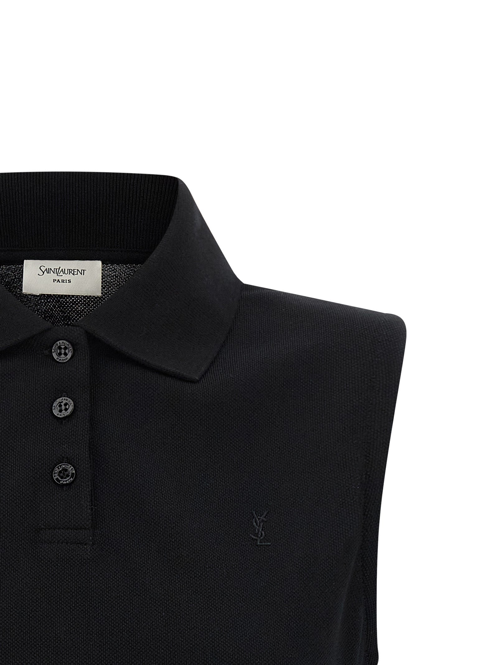 Saint Laurent Black Cotton Polo Shirt Saint Laurent