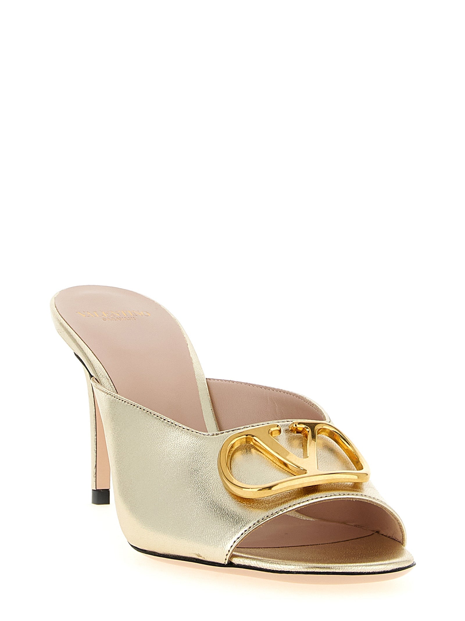 Valentino Garavani Gold Goatskin Stiletto Heel Sandals Valentino Garavani