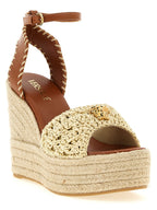 Versace Beige Lamb Leather Wedge Sandals Versace