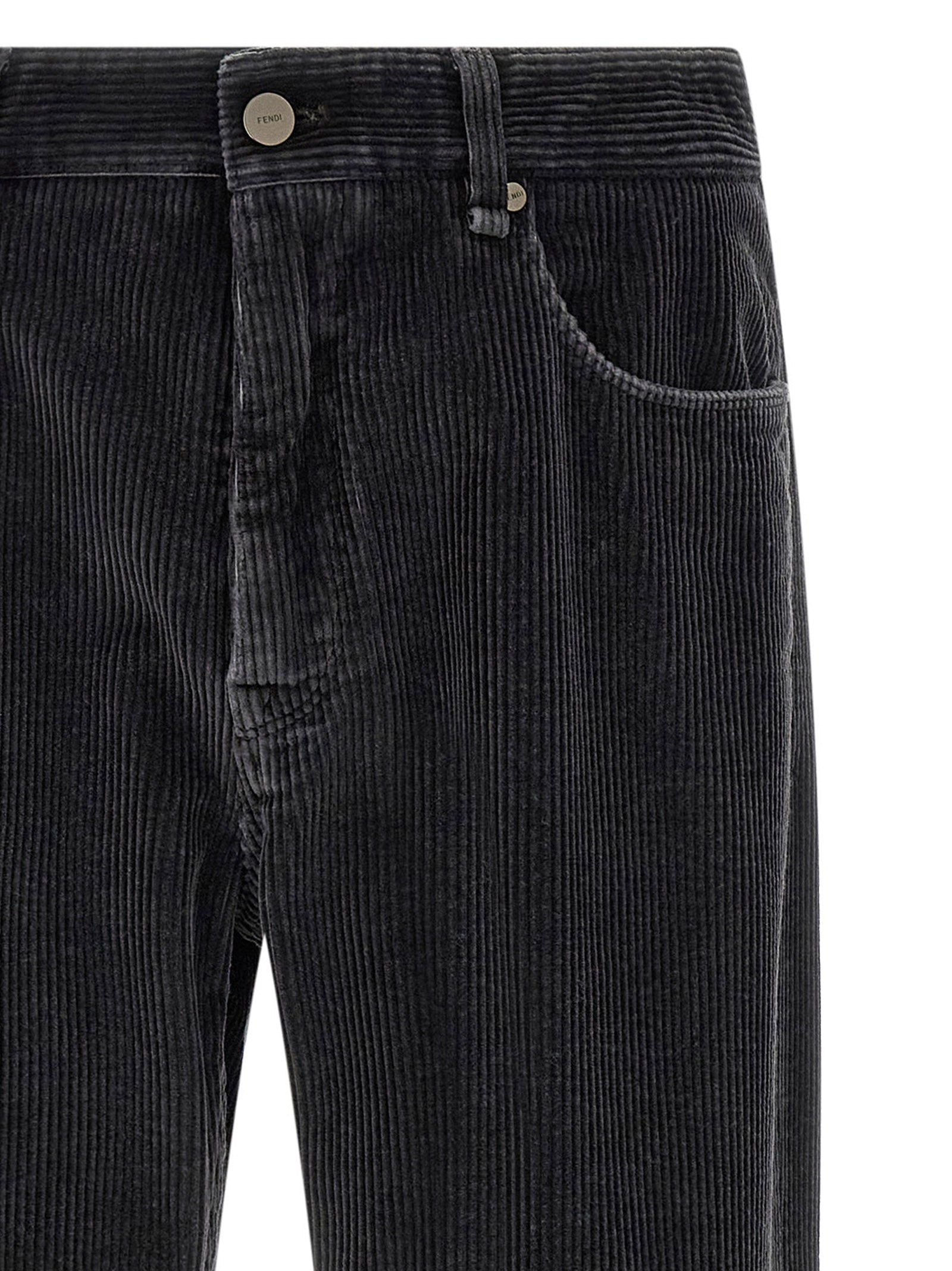 Fendi Gray Cotton Casual Pants Fendi