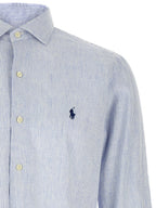 Polo Ralph Lauren Blue Linen Blouse Polo Ralph Lauren