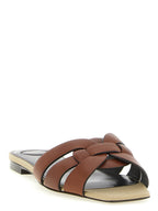 Saint Laurent Brown Calfskin Slides Saint Laurent