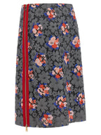 Fendi Gray Cotton Midi Skirt Fendi