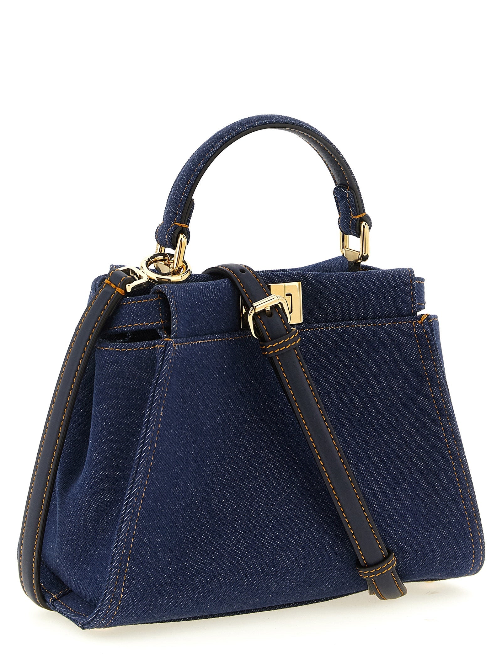 Fendi Blue Cotton Handbag Fendi