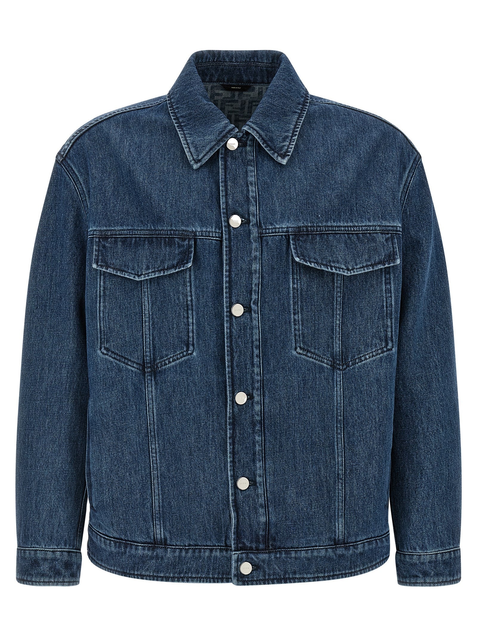 Fendi Blue Cotton Denim Jacket Fendi