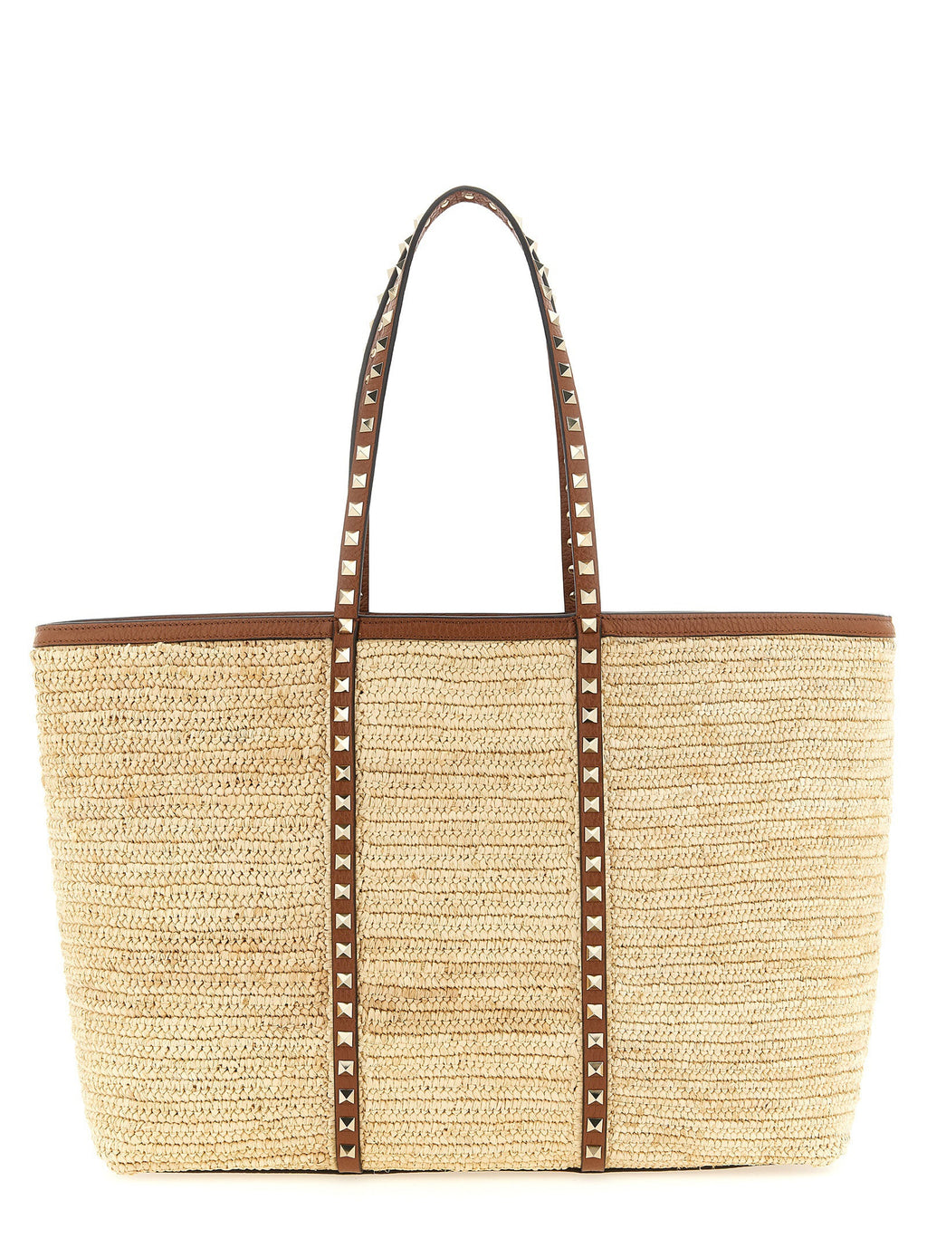 Valentino Garavani Beige Straw Tote Bag Valentino Garavani