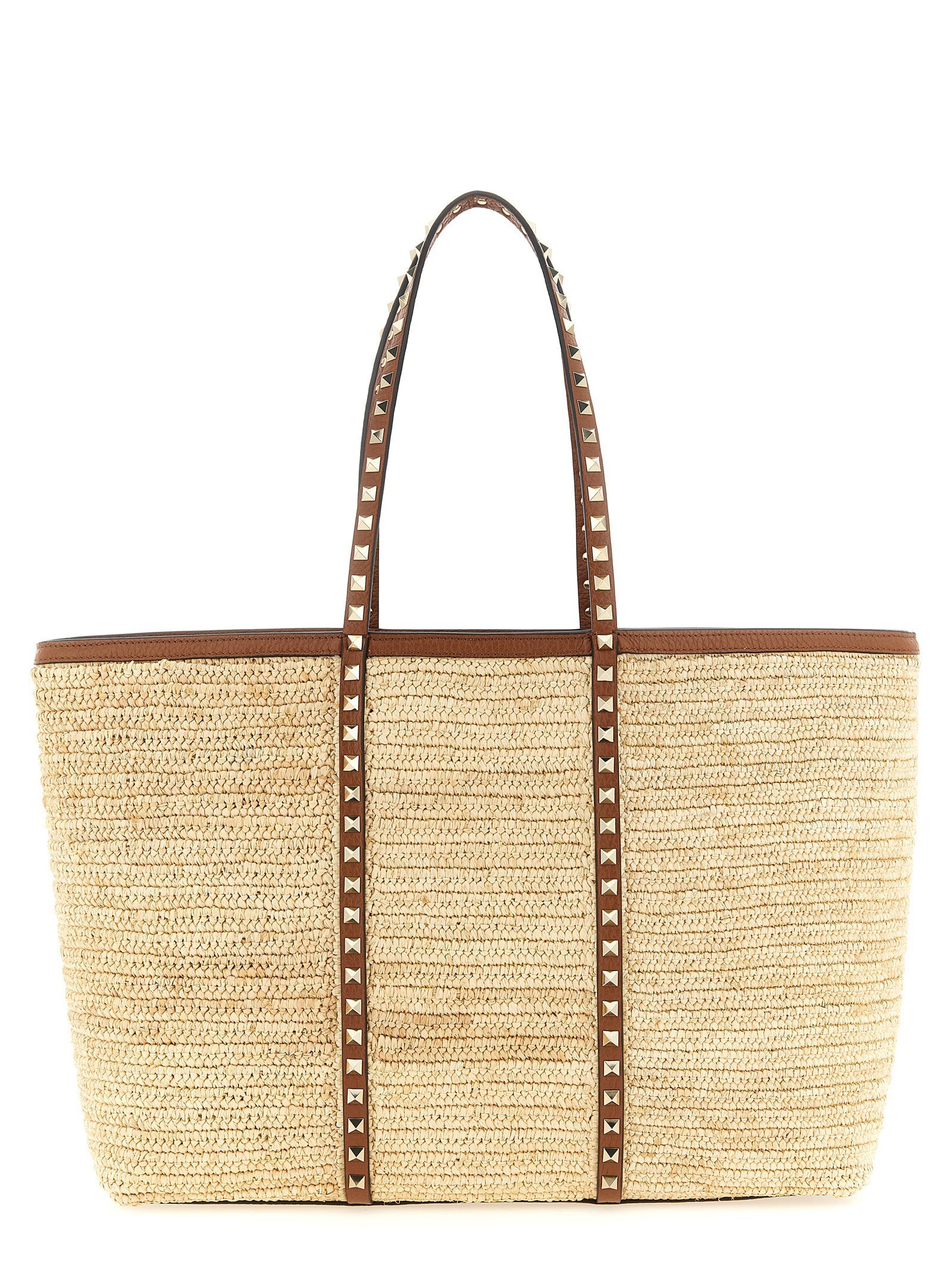 Valentino Garavani Beige Straw Tote Bag Valentino Garavani