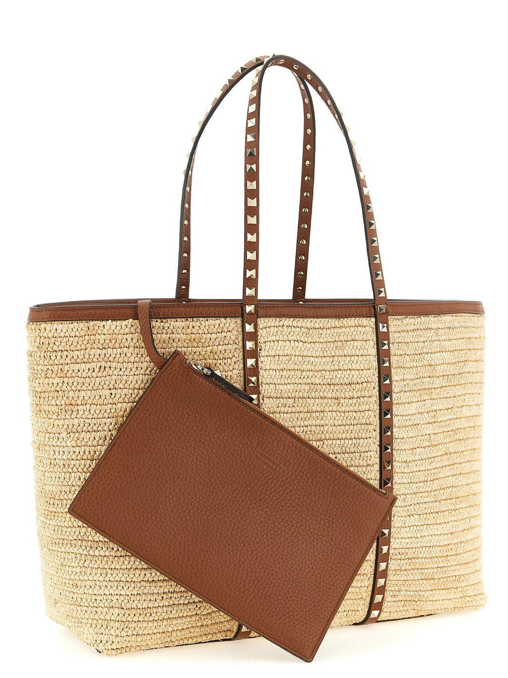 Valentino Garavani Beige Straw Tote Bag Valentino Garavani