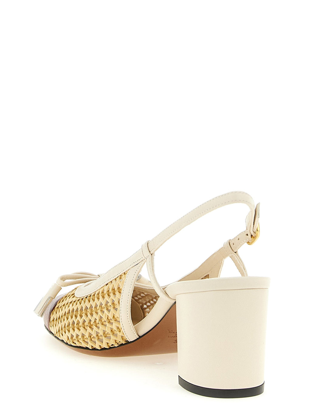 Valentino Garavani Beige Goatskin Mid Heel Pumps Valentino Garavani