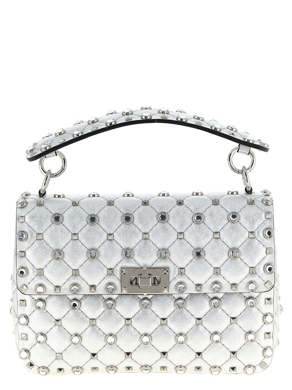 Valentino Garavani Silver Lamb Leather Shoulder Bag Valentino Garavani