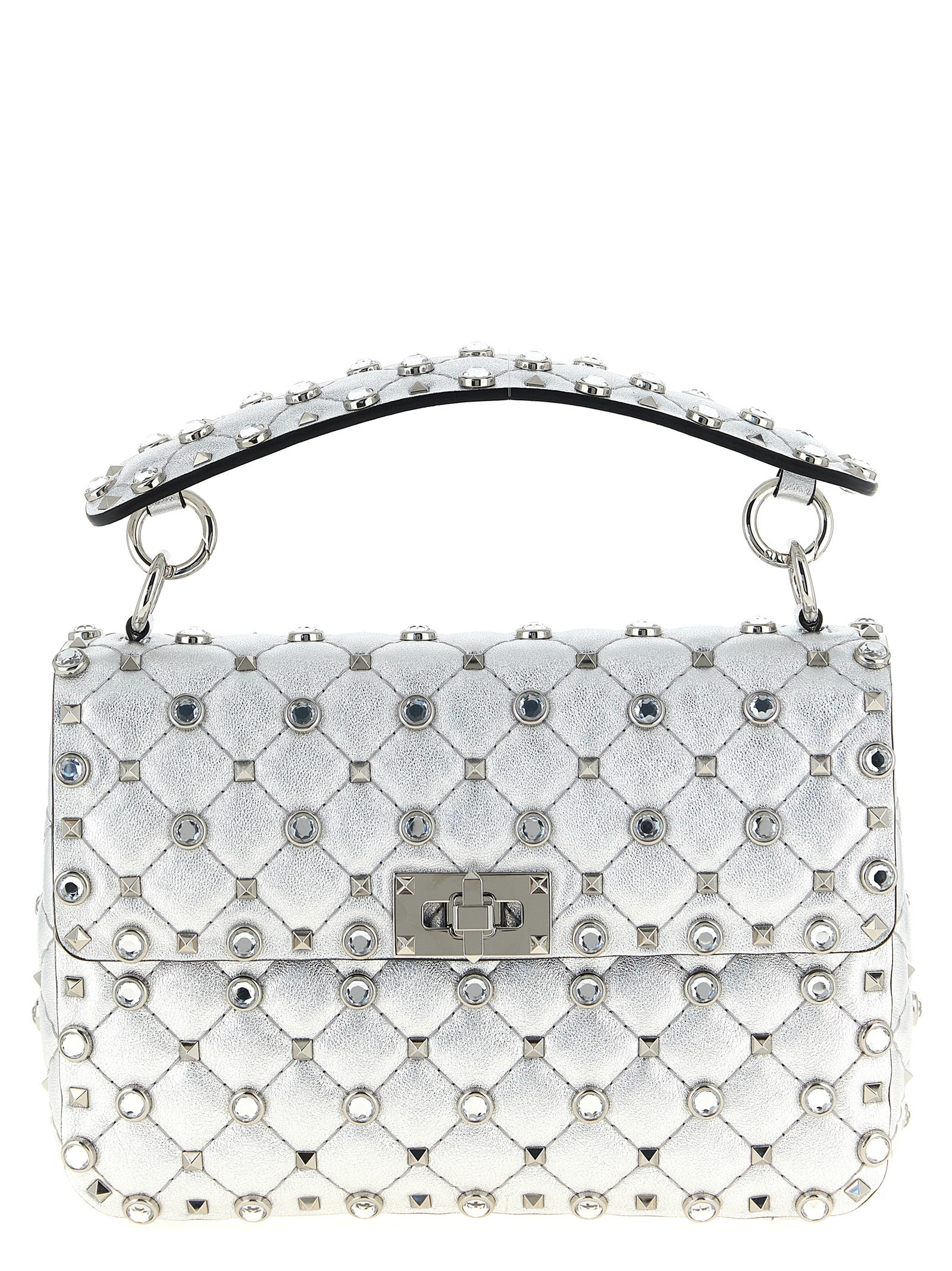 Valentino Garavani Silver Lamb Leather Shoulder Bag Valentino Garavani