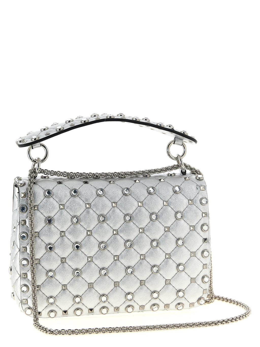 Valentino Garavani Silver Lamb Leather Shoulder Bag Valentino Garavani