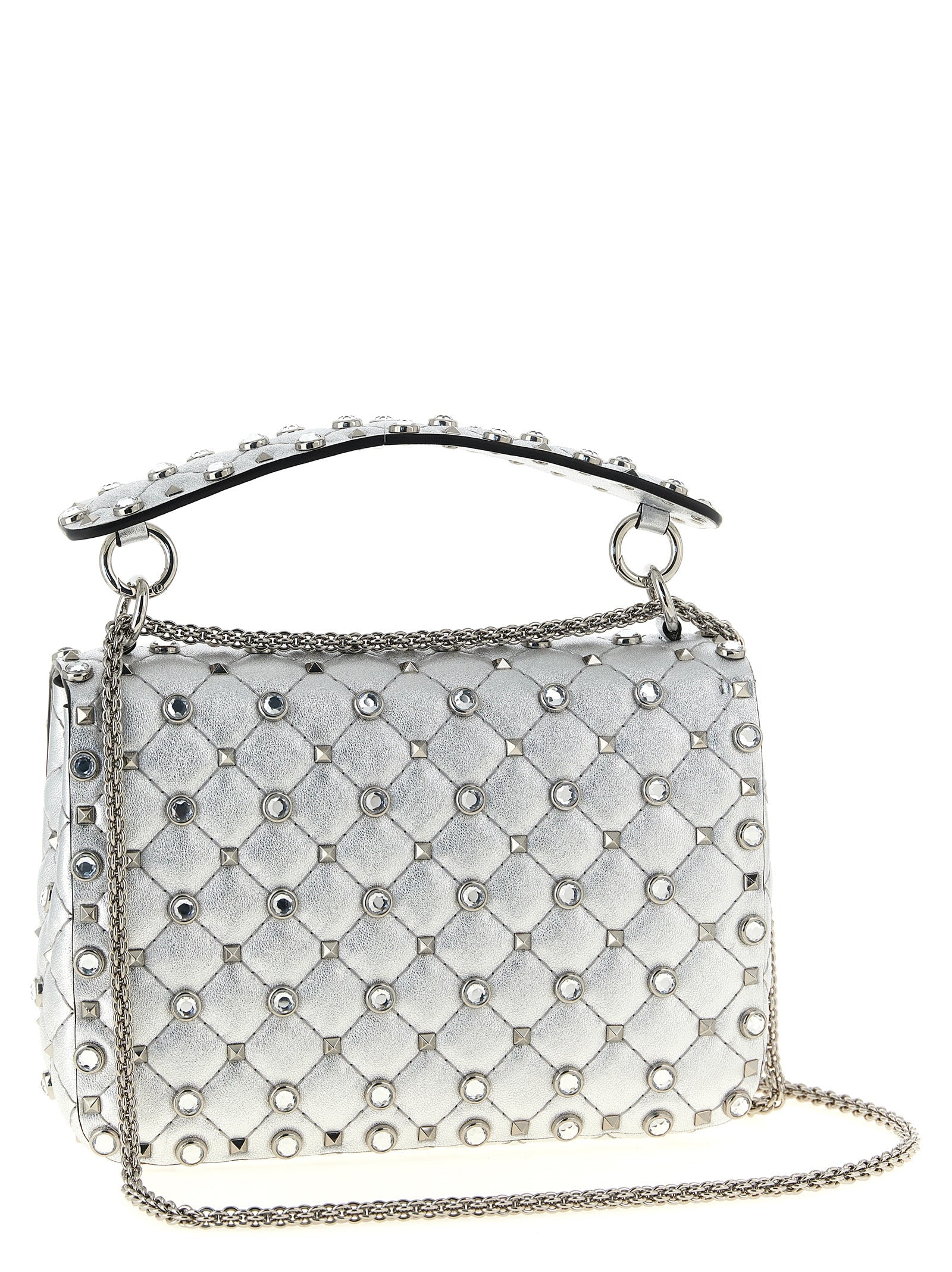 Valentino Garavani Silver Lamb Leather Shoulder Bag Valentino Garavani