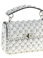 Valentino Garavani Silver Lamb Leather Shoulder Bag Valentino Garavani